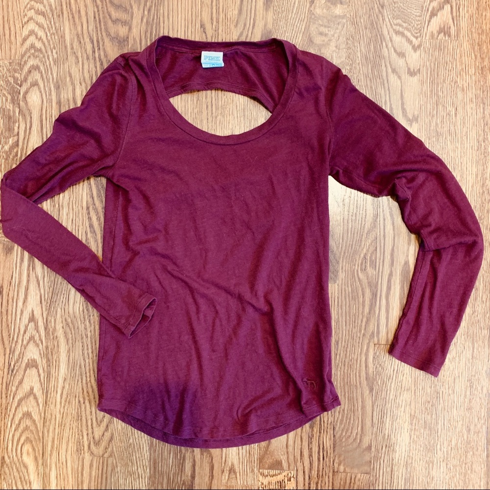 PINK long sleeve top in burgundy